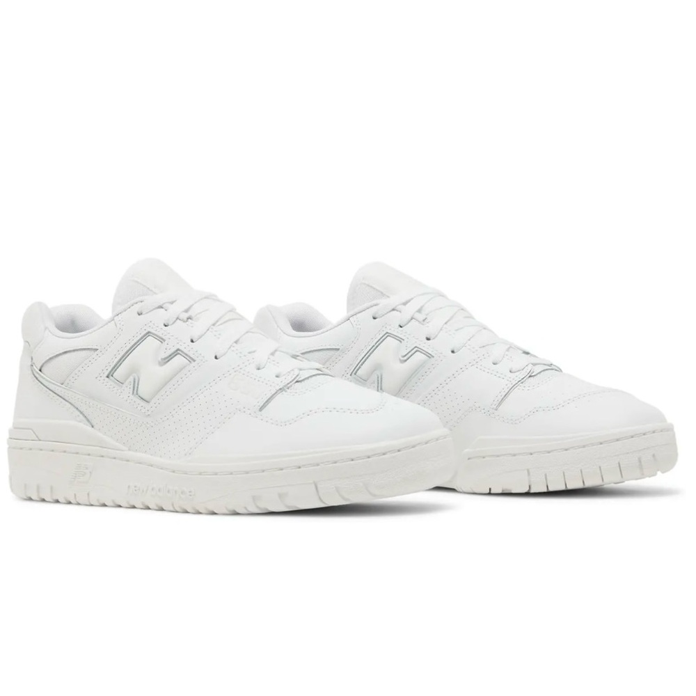 New Balance 550 Triple White Leather Sneakers | Women’s 9 / Men’s 7.5